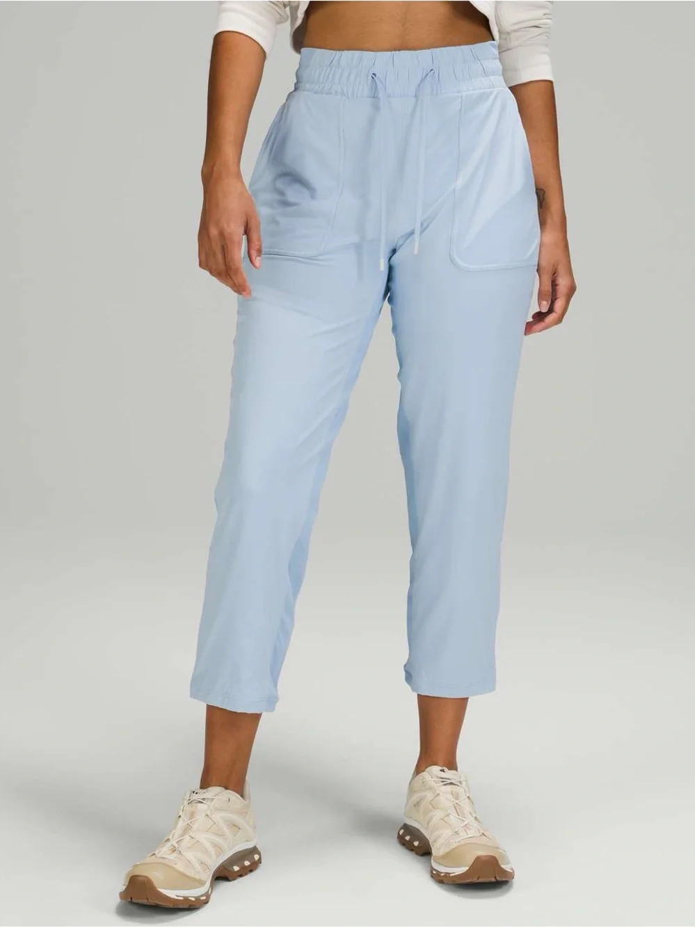 Lululemon Beyond The Studio Crop Pants Blue Linen Size 8